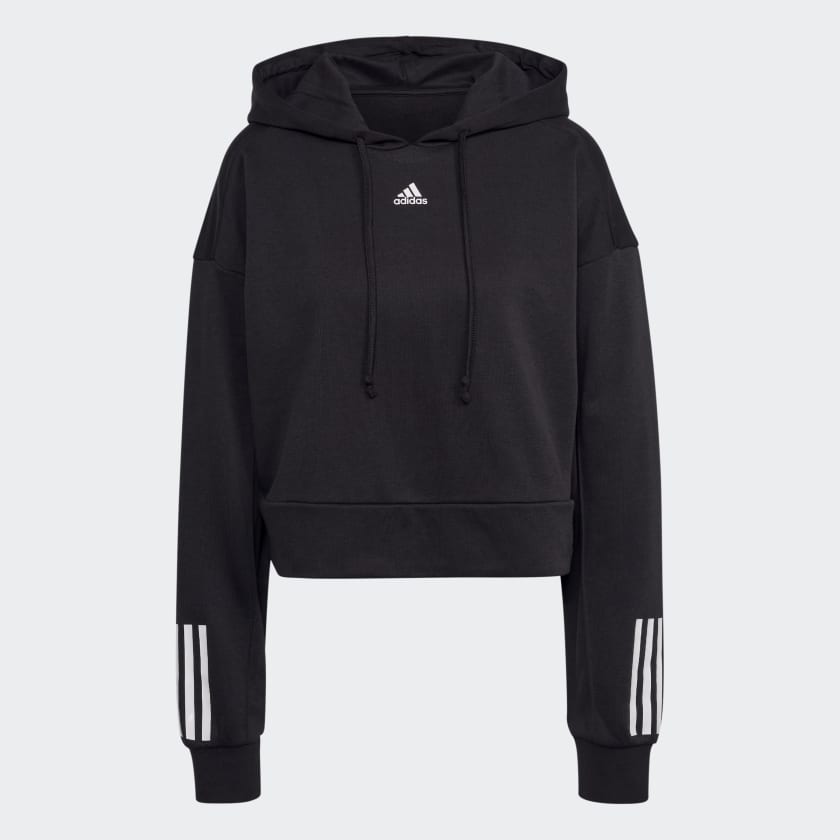 adidas Hyperglam French Terry Hooded Sweatshirt Black adidas New Zealand