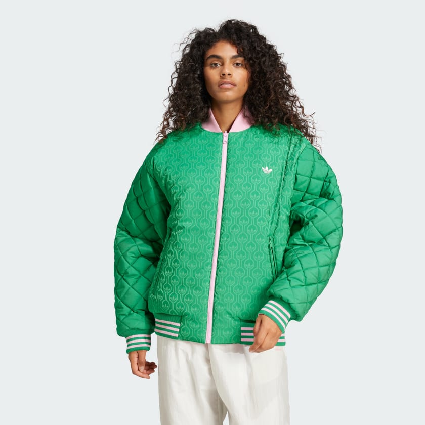 Adidas 70s Reversible Oversized Bomber Jacket Green S Womens Originals Jackets