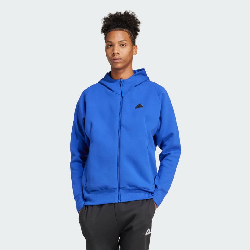 adidas Z.N.E. Premium Full-Zip Hooded Track Jacket - Blue | Men's 