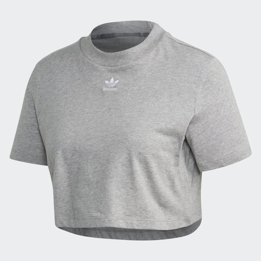 adidas Trefoil Essentials Cropped Tee Grey adidas Australia