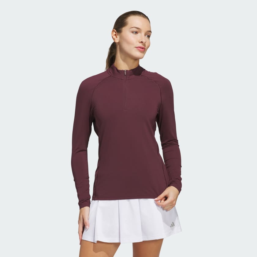 adidas Ultimate365 Solid Quarter-Zip Mock Polo Shirt - Burgundy | Free  Shipping with adiClub | adidas US