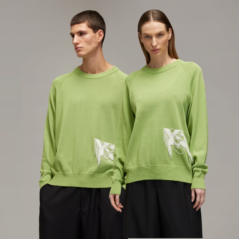 adidas Y-3 Logo Knit Crew Sweatshirt - Green | Free Shipping with adiClub |  adidas US
