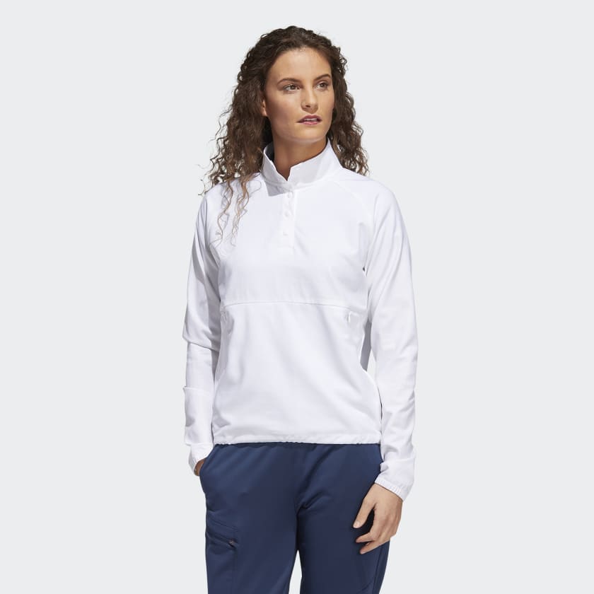 adidas Embossed 1/4-Snap Pullover - White Women's Golf | adidas US