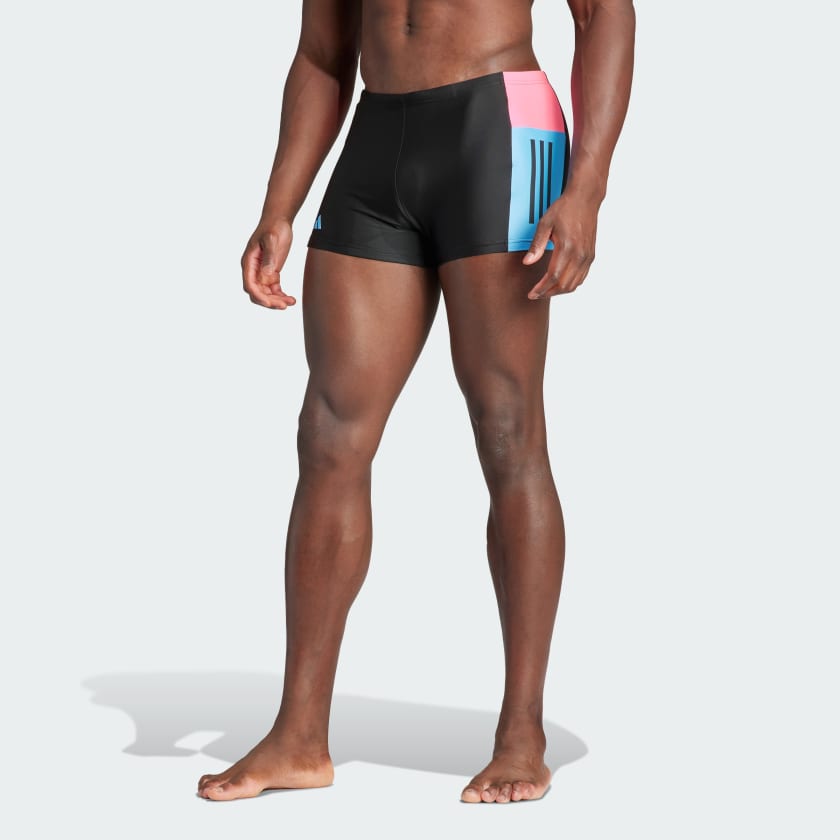 adidas Colorblock 3-Stripes Swim Boxers - Black