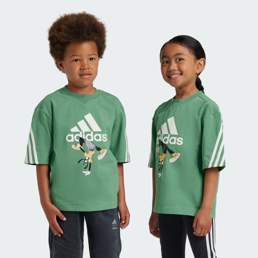 Adidas x Disney Goofy Cotton Graphic T Shirt Preloved Green Off White