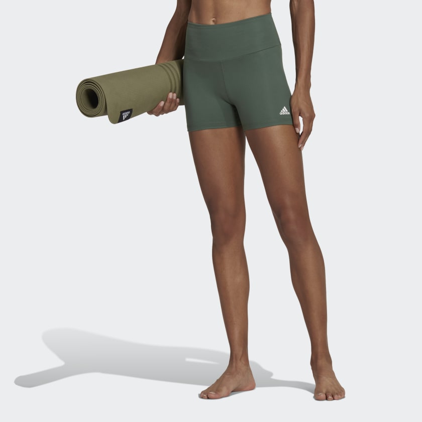 adidas Yoga Essentials High-Waisted Short Leggings - Green | adidas Canada