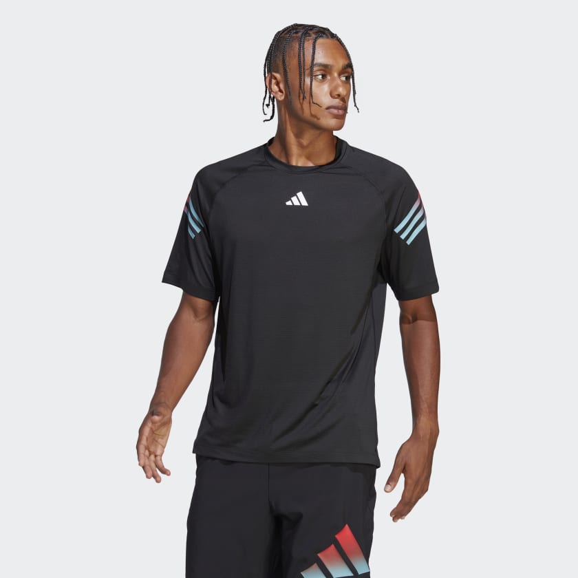 adidas Train Icons 3-Stripes Training T-Shirt - Black | adidas UK