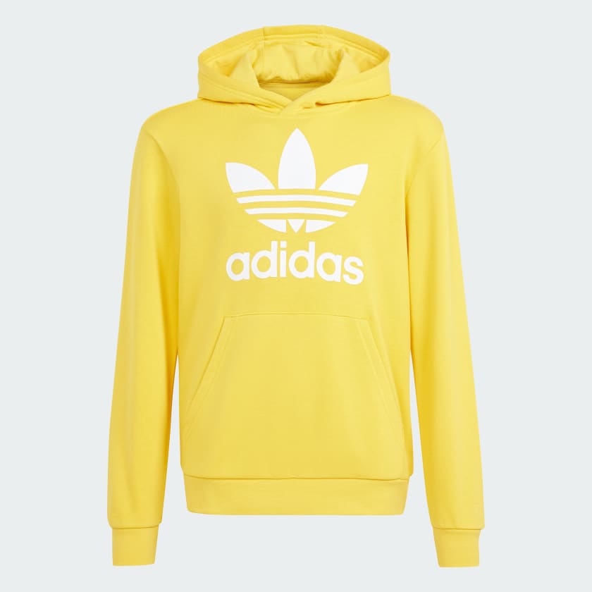 Yellow adidas trefoil hoodie cheap