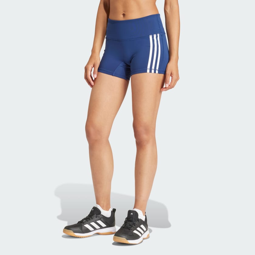 adidas 3-Stripes Short Leggings - Blue, Women's Volleyball
