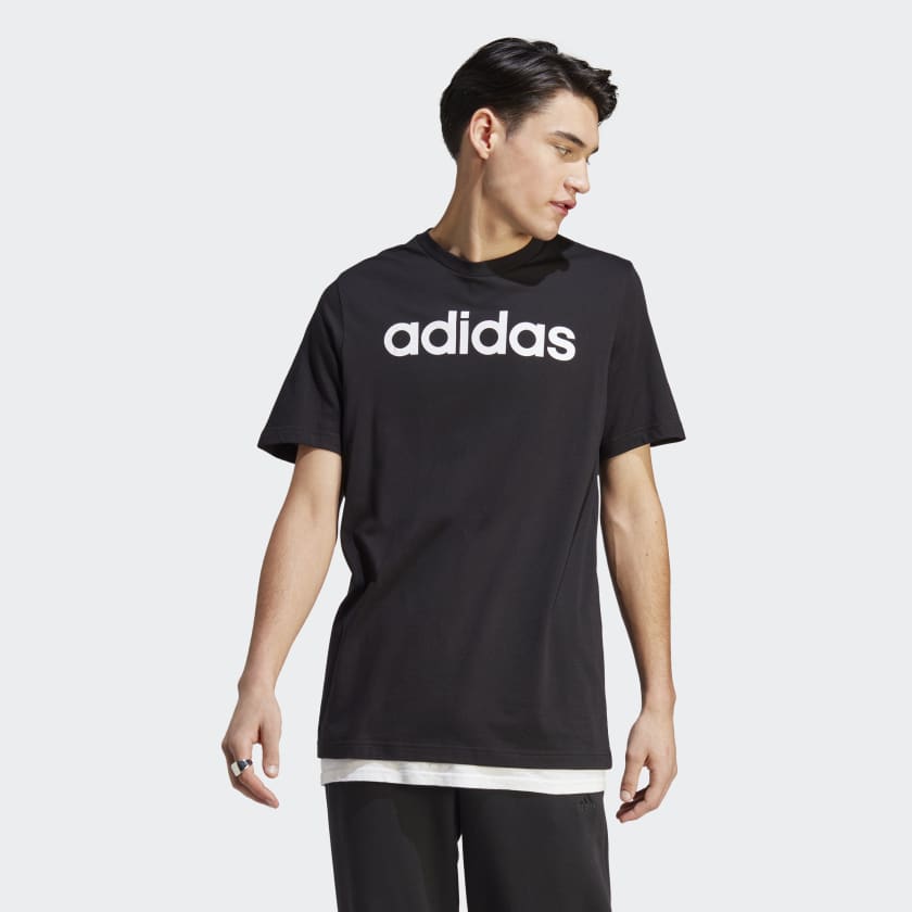 Camiseta Essentials Single Jersey Linear Embroidered Logo - Negro adidas España