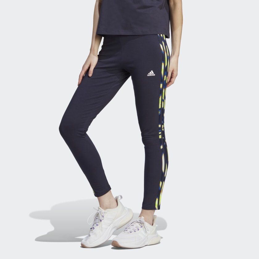 | Women\'s adidas adidas | Lifestyle Leggings - Print Vibrant US Cotton Blue 3-Stripes