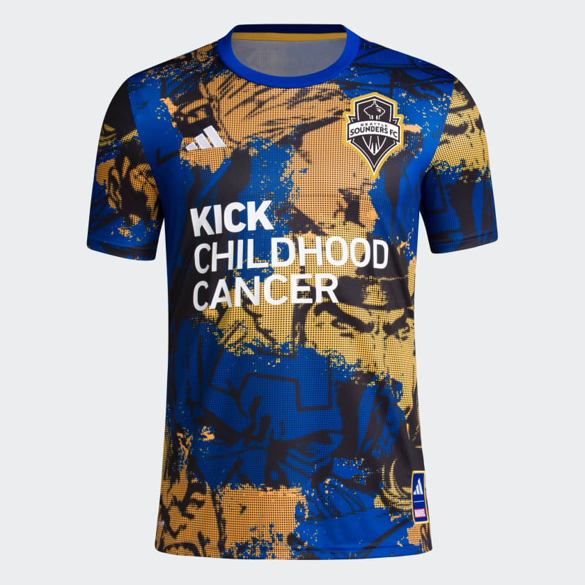 adidas Seattle Sounders Marvel MLS Kick Childhood Cancer Pre-Match Jersey -  Multi, Men's Soccer