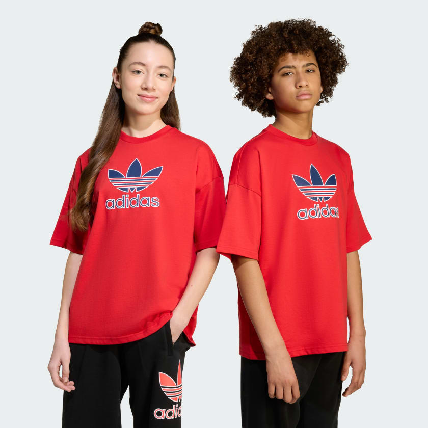 adidas Oversize Trefoil Tee - Red | Free Shipping with