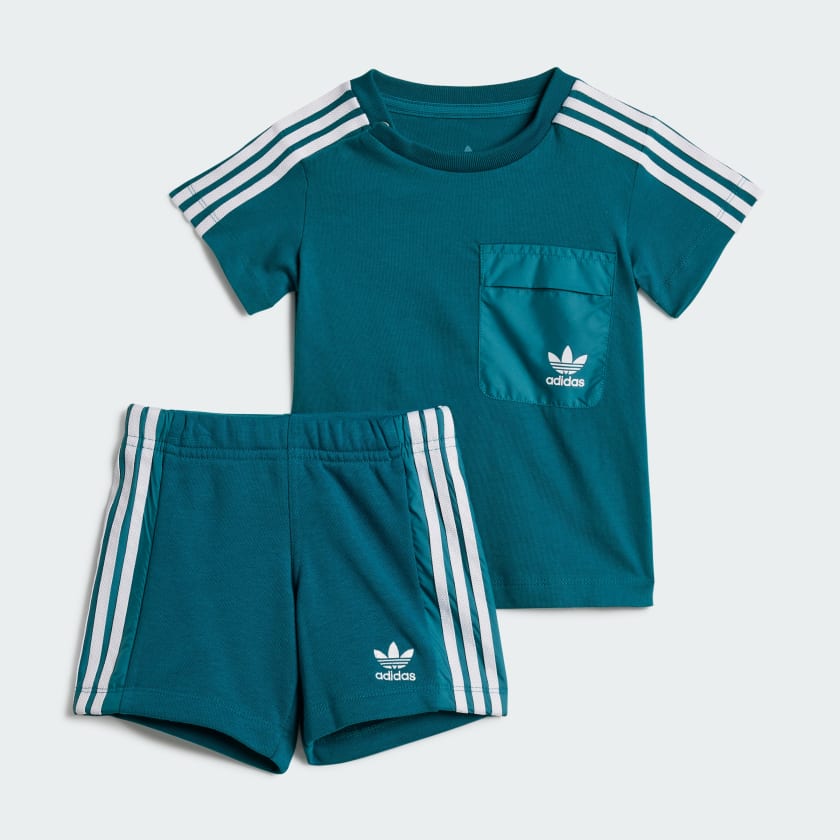 Adidas Shorts Tee Set Kids Legacy Teal 9M Kids Originals Matching Set