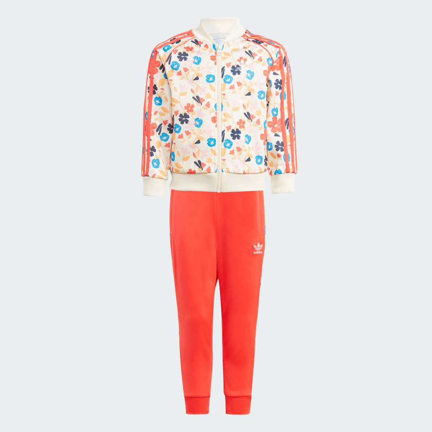 Girls flower clearance adidas tracksuit