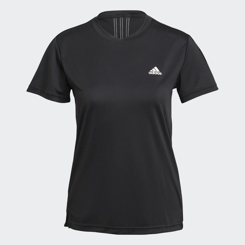 adidas AEROREADY Designed 2 Move 3 Stripes Sport T Shirt Black adidas UK