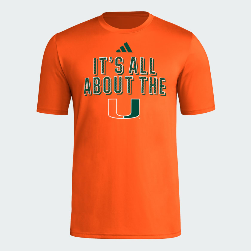 adidas Miami Hurricanes Short Sleeve Pre Game Tee Yellow Free Shipping with adiClub adidas US