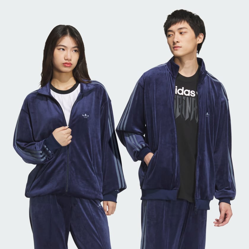 超格安価格 アディダス ベロア アディダス | ブルー - トラックジャケット トップス