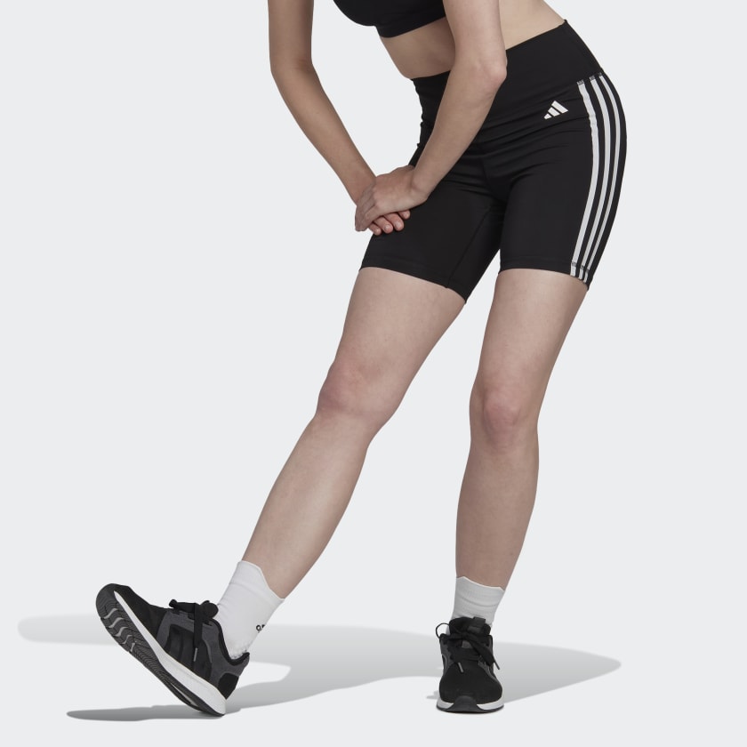 adidas Training Essentials 3-Stripes High-Waisted Short Leggings - Black | adidas Canada
