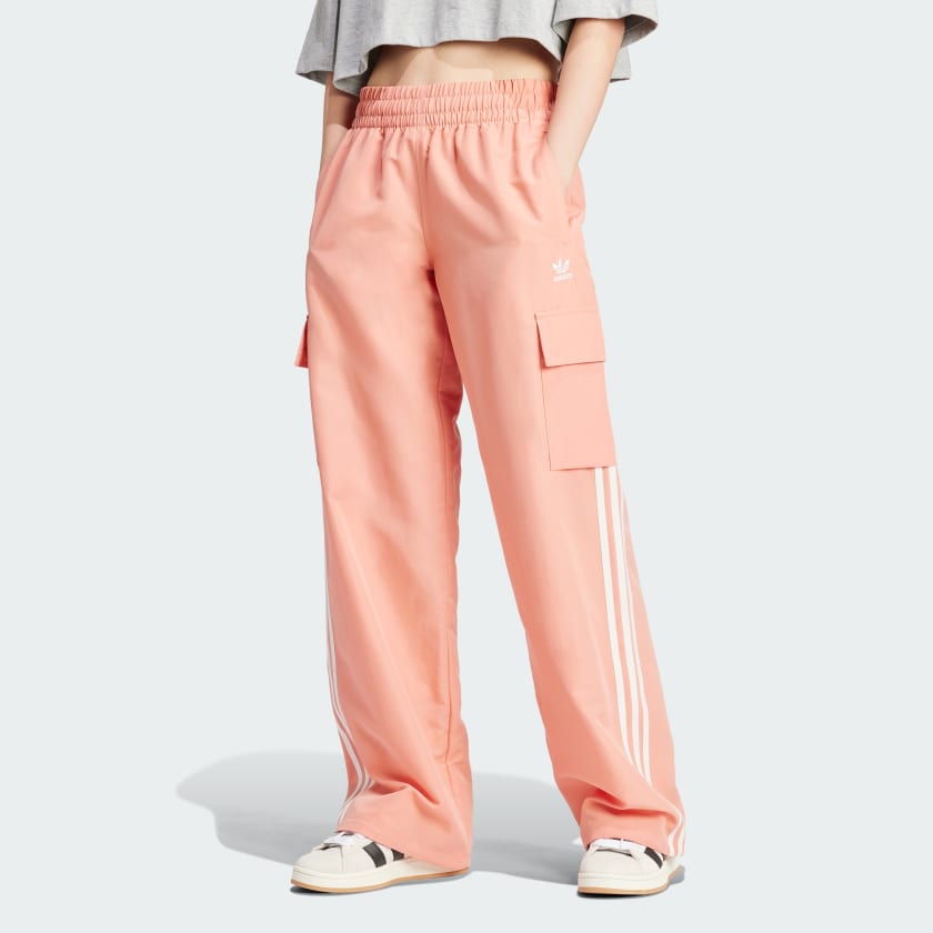 adidas Adicolor 3 Stripes Cargo Tracksuit Bottoms Red Free Delivery adidas UK