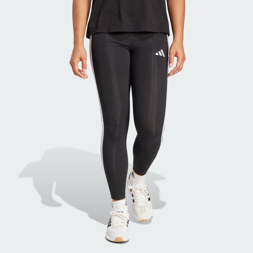 adidas Essentials 3 Stripes Cotton Leggings Black adidas Finland