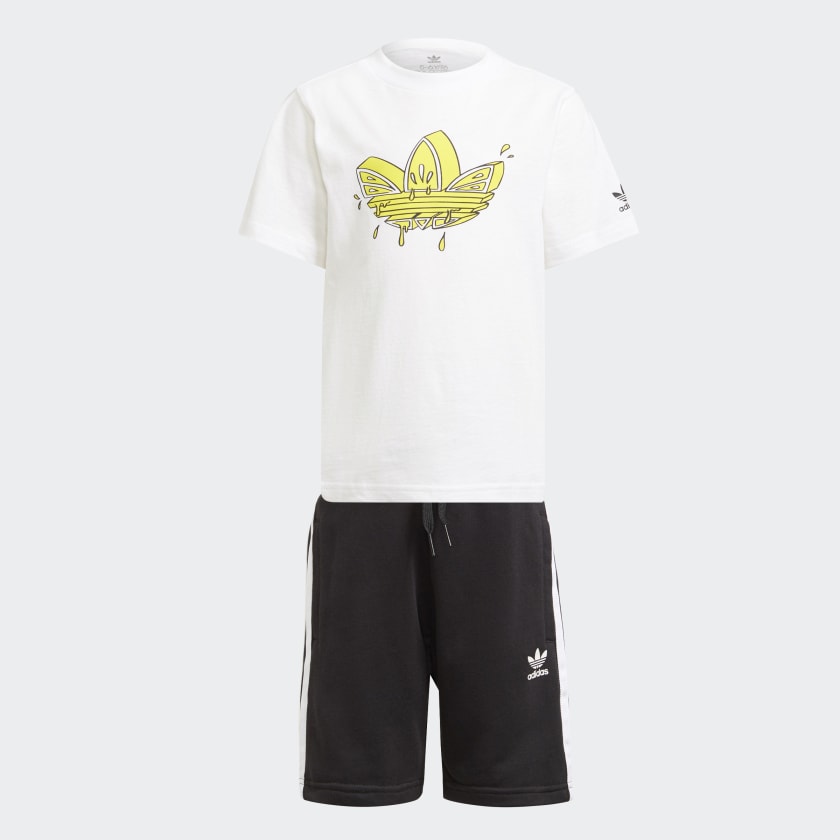 adidas Trefoil Shorts Tee Set - White