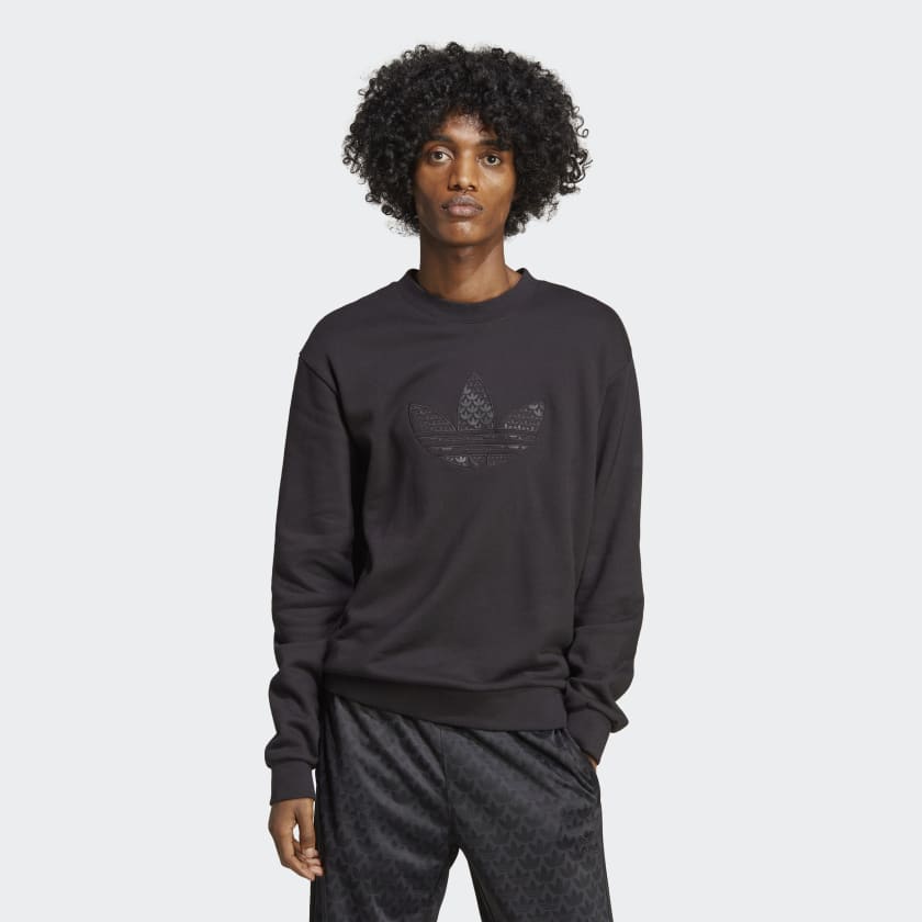 adidas Graphics Monogram Crew Sweatshirt - Black | Free Shipping with ...