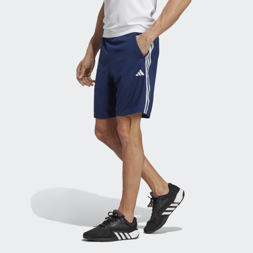adidas Train Essentials Piqué 3-Stripes Training Shorts - Blue, Men's  Training