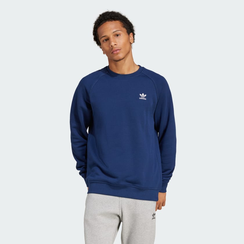 adidas Trefoil Essentials French Terry Crew Sweatshirt Blue adidas UK