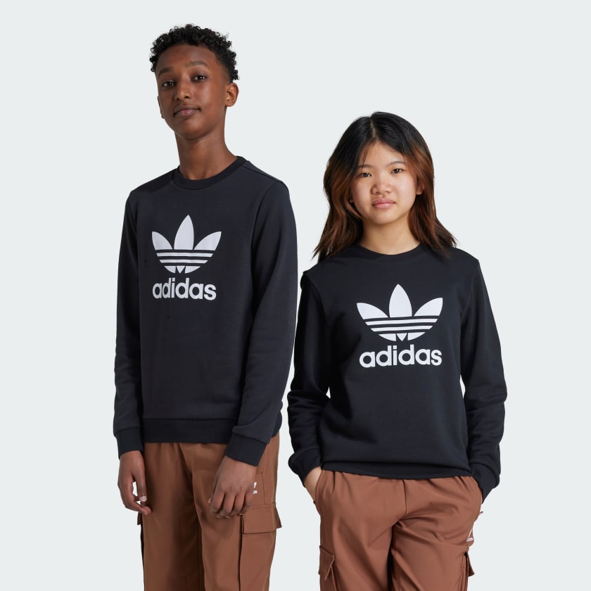 Adidas Kids Trefoil Graphic Sweatshirt in Black at Nordstrom Size XL
