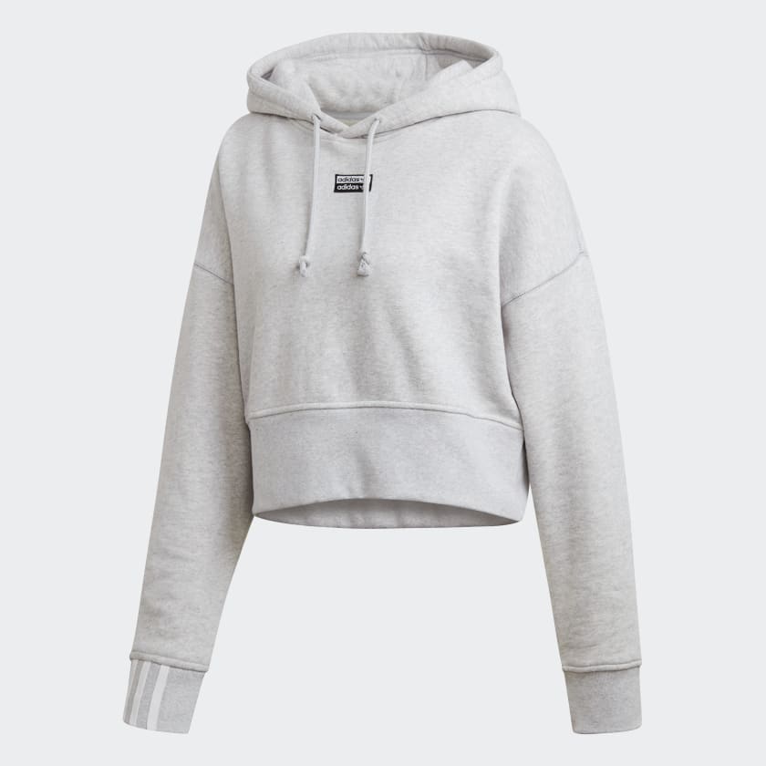 Grey cropped adidas hoodie on sale