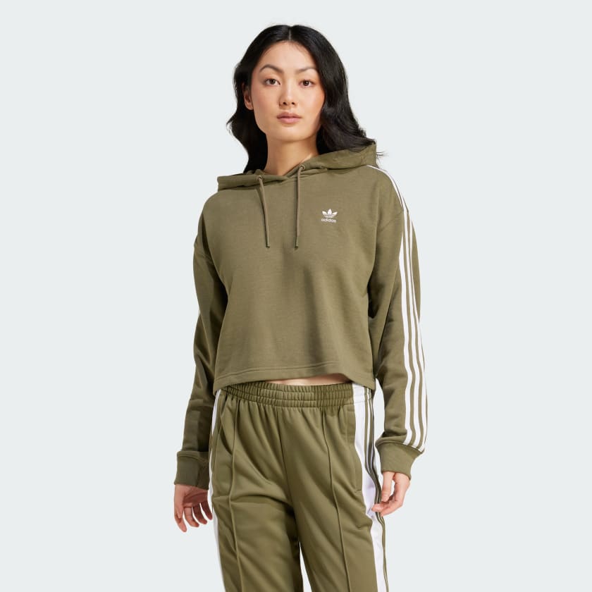 Originals adicolor cropped hoodie in green discount