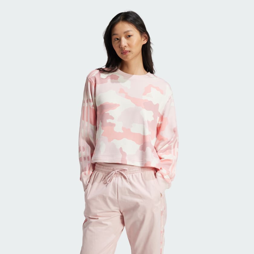 Adidas originals cropped sweatshirt with three stripe block logo shop