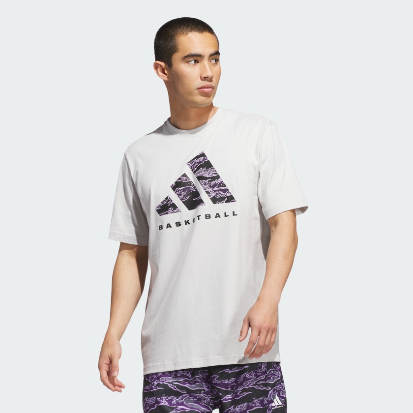 Tシャツ・カットソー adidas Basketball Tee Gray JC7834 Adidas Basketball Logo Letter Crew Neck Short Sleeve T-Shirt