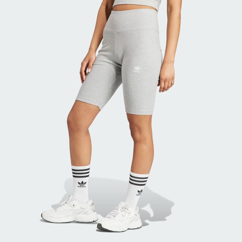 Adidas MEDIUM GREY HEATHER/WHITE Women's Essentials Leggings, US