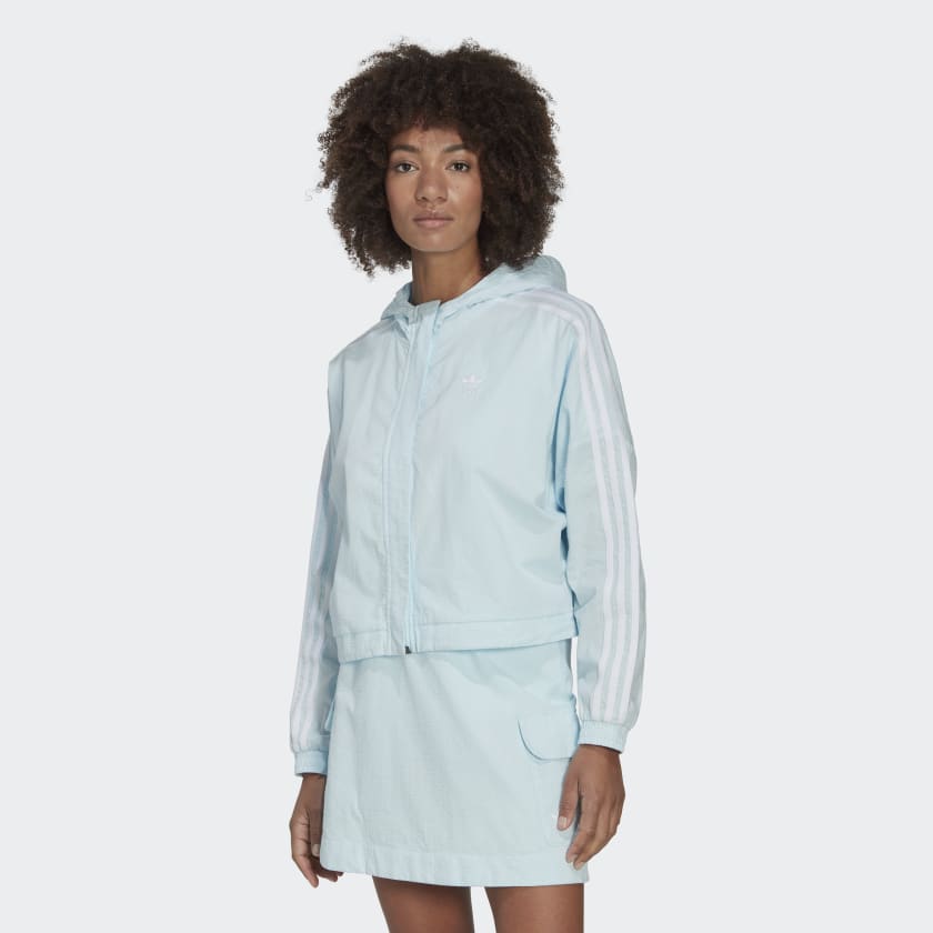 adidas Adicolor Classics Poplin Hooded Track Jacket - Blue | Women's ...