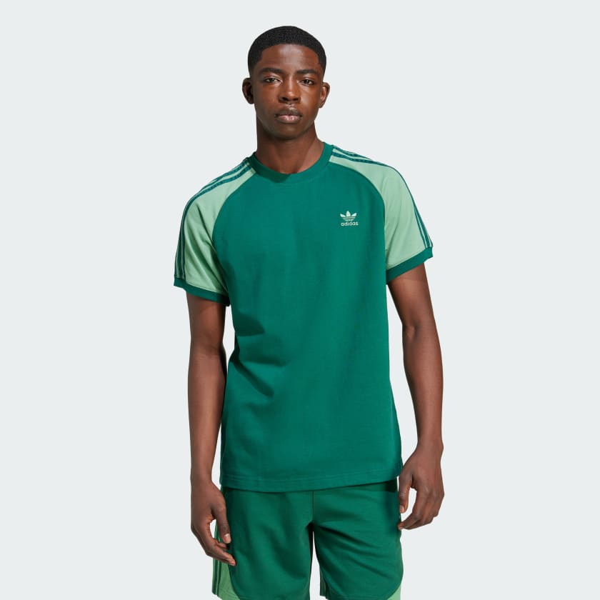 adidas Colourblocked 3 Stripes Tee Green adidas Deutschland