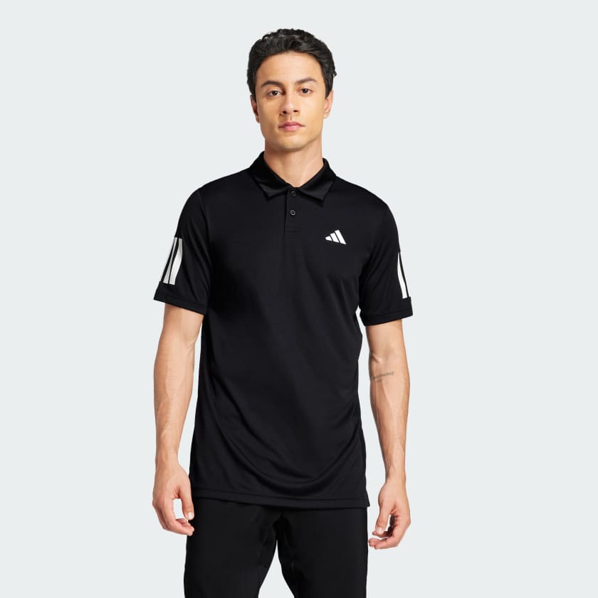adidas Club Tennis 3-Stripes Polo Shirt - Black | Free