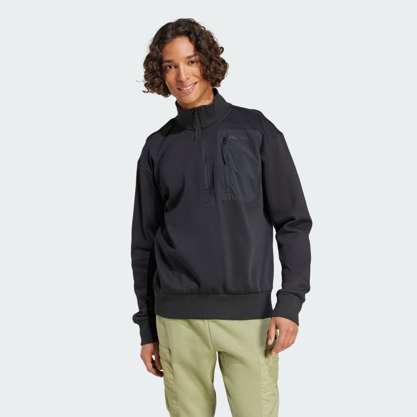adidas City Escape Fleece Half Zip Sweatshirt Black Free Shipping with adiClub adidas US