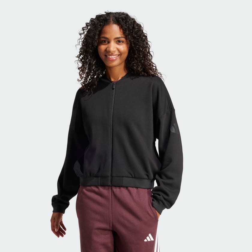 Adidas black bomber jacket hot sale