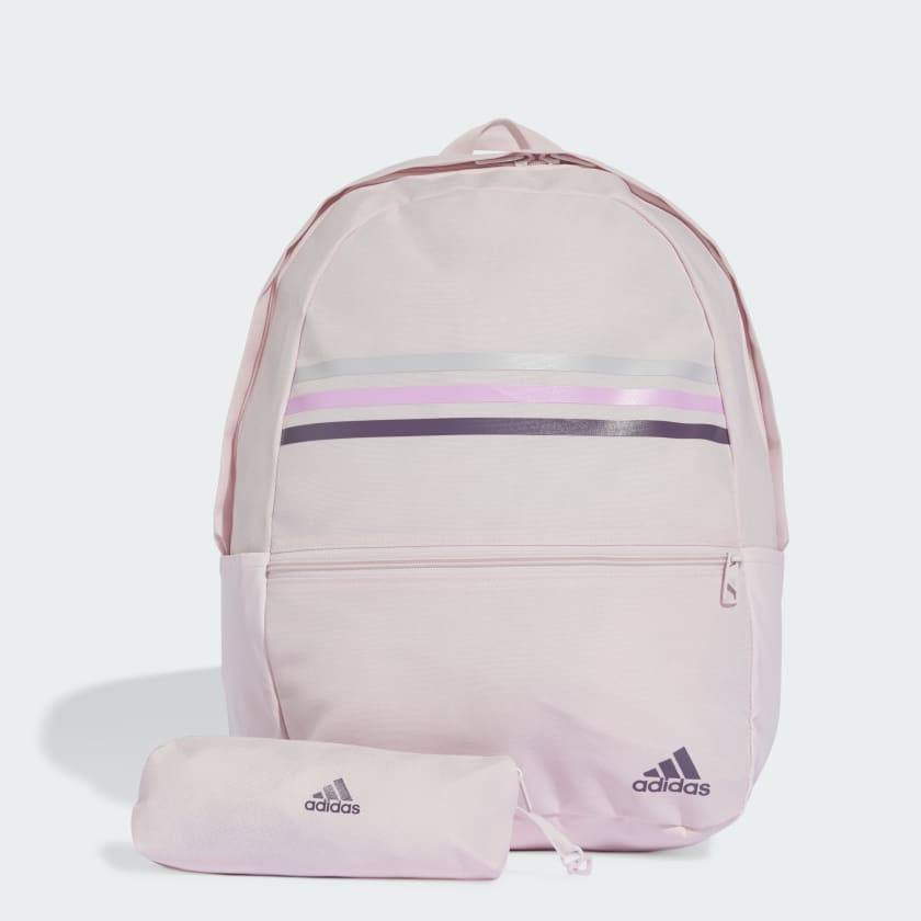 Pink and top white adidas backpack
