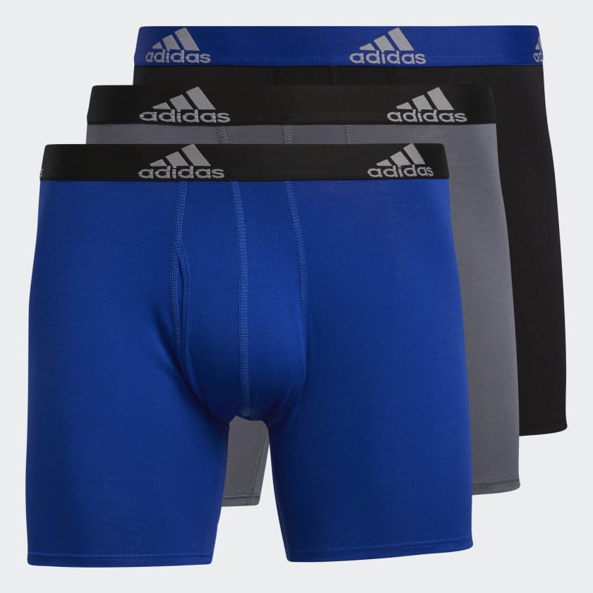 adidas Stretch Cotton Boxer Briefs 3 Pairs - Blue | Free Shipping with ...