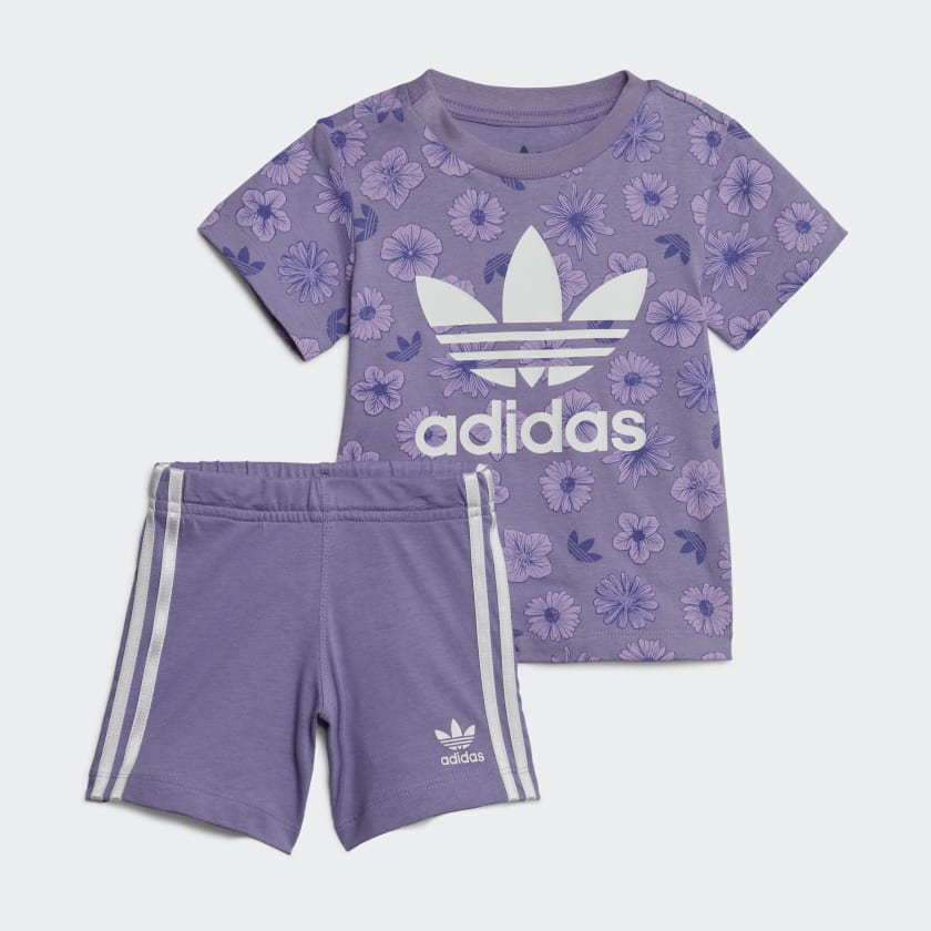 adidas Floral Tee and Shorts Set - Purple | adidas Australia