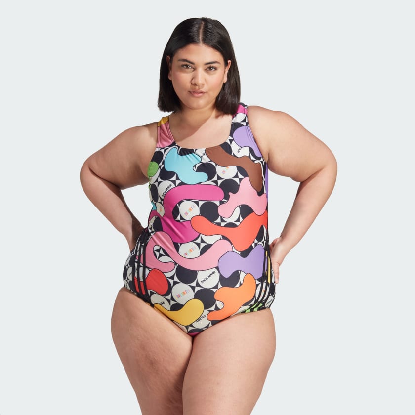 Intiem Verfijning Circus adidas Pride Swimsuit (Plus Size) - Pink | Unisex Swim | adidas US