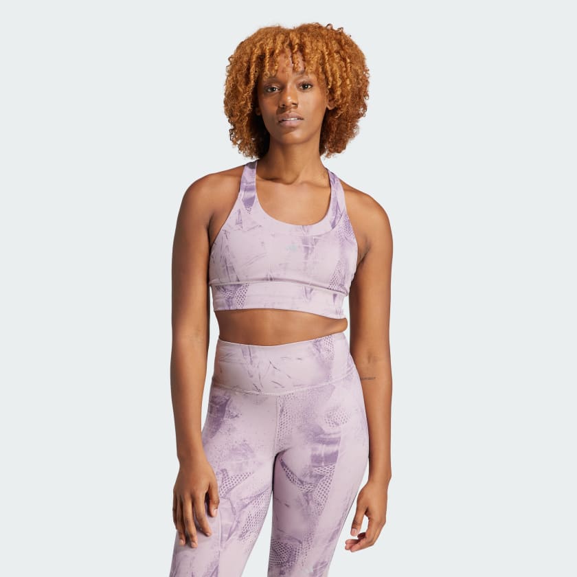 adidas Run Pocket Medium-Support AOP Bra Iteration - Purple, Women's  Running