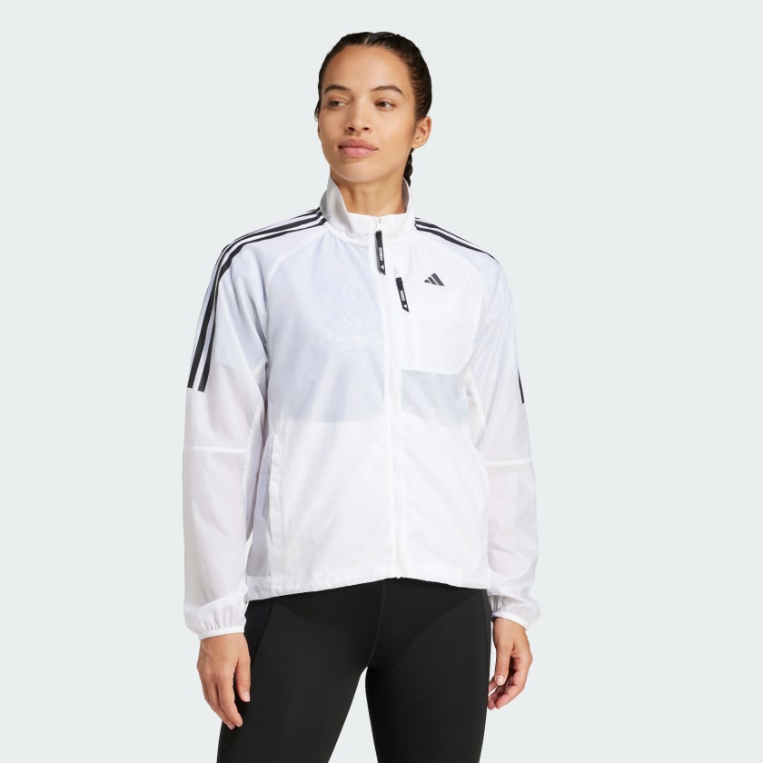 【Adidas コリア】 Own the Run 3-Stripes Packable Jacket adidas Own The Run 3-Stripes Jacket - White | Free Shipping