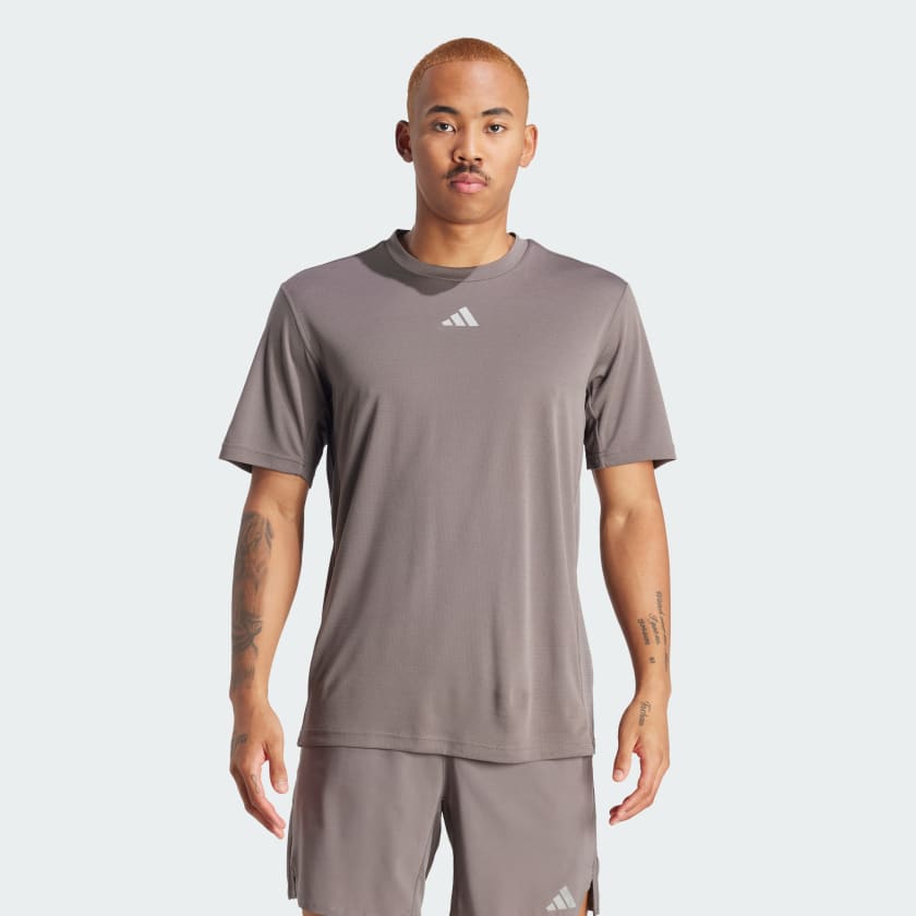 Adidas HIIT Workout 3 stripes short sleeve purple t-shirt - XL