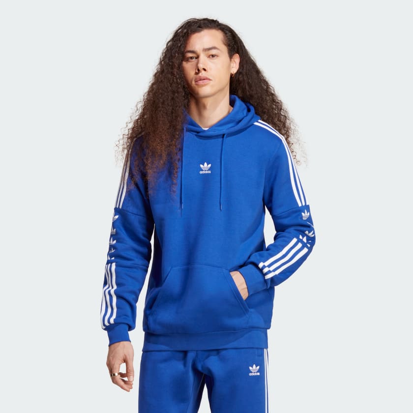 adidas 3 Stripes Multi Trefoil Fleece Hoodie Blue adidas Thailand