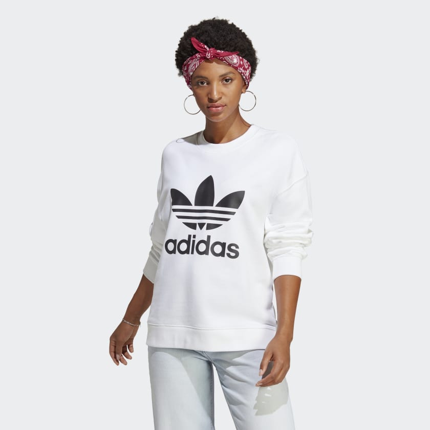 adidas Trefoil Crew Sweatshirt - White | Women's Lifestyle | adidas US