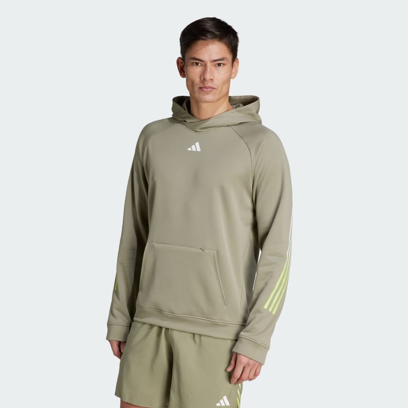 adidas Train Icons 3-Stripes Training Hoodie - Green | adidas Canada